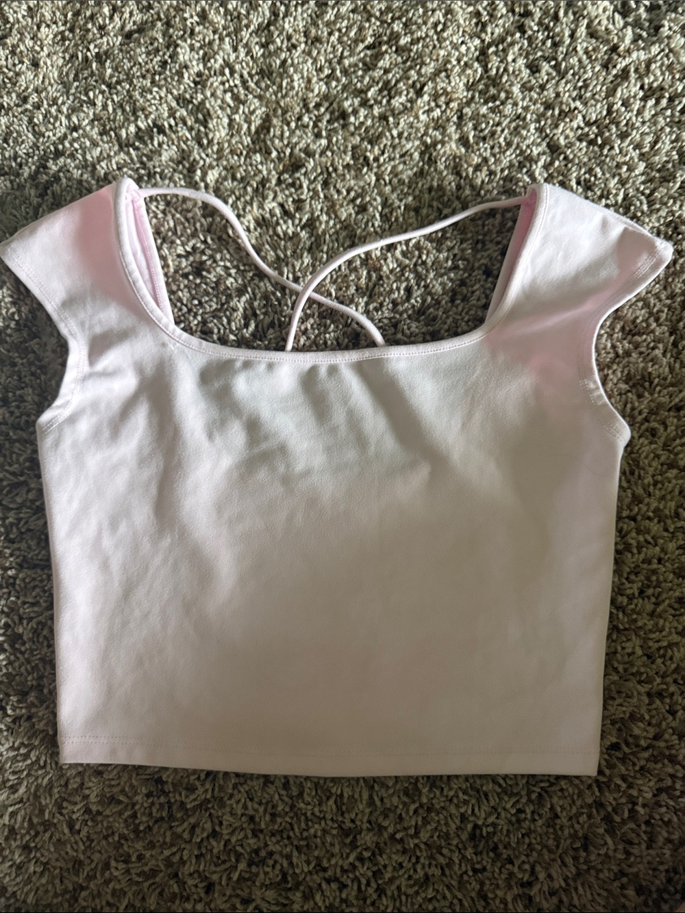 wild fable Light Pink Square Neck Crop Top with Crisscross Straps